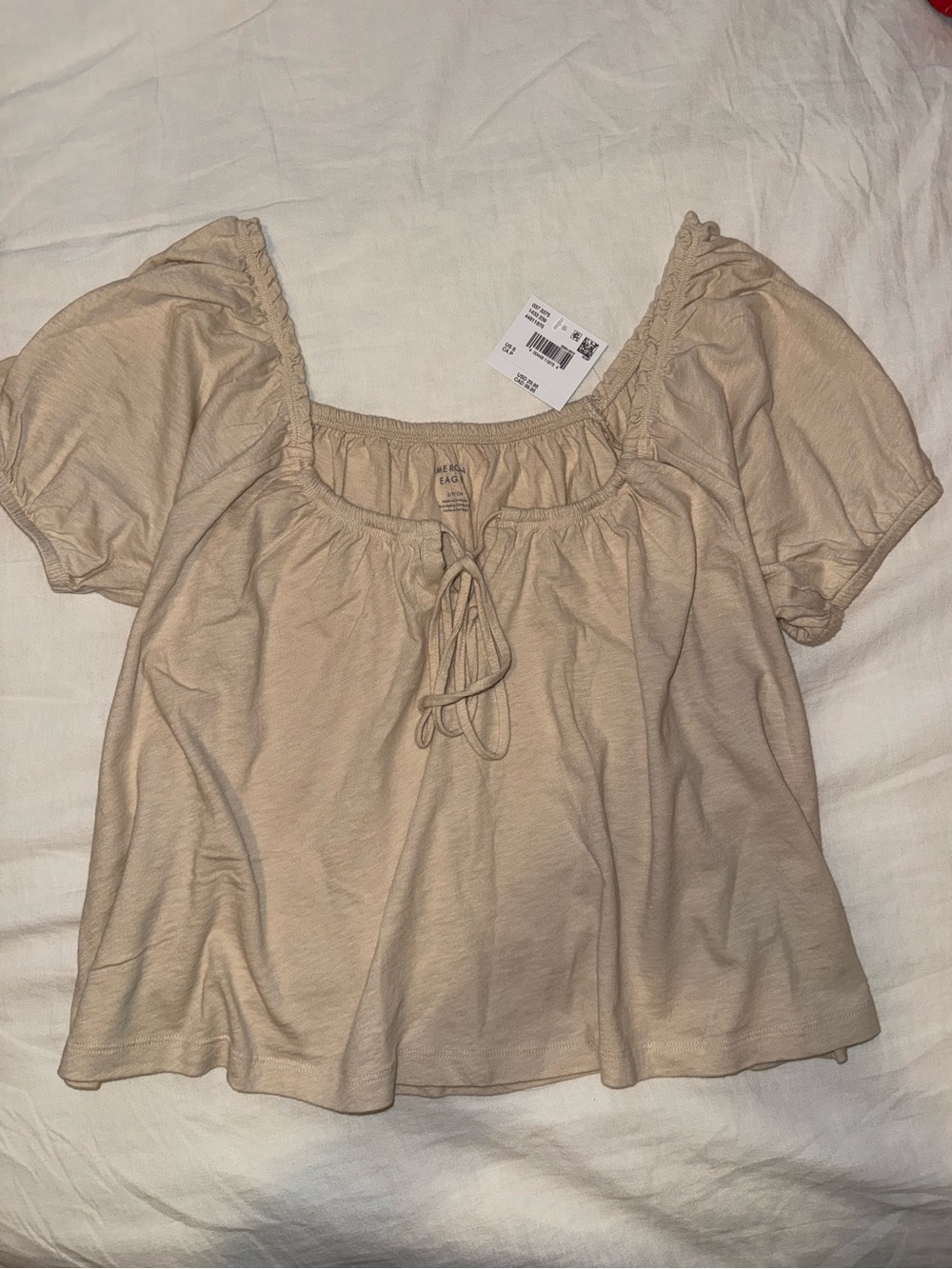 NWT American Eagle Beige Peasant Top